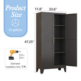 RISTERN Black Metal Storage Cabinet, 48" Steel File Cabinet for Home Office, Kitchen Pantry Storage Cabinet with Doors and 3 Adjustable Shelves, Tool Cabinet, for Office, Home, Garage, School RISTERN
