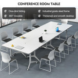 JNMDLAKO Folding Conference Table 4PCS Modern Large Mobile Meeting Table Round Conference Room Tables with Silent Wheels Seminar Table for Office Training Classroom (4PCS 47.2" * 23.6" * 29.5") JNMDLAKO