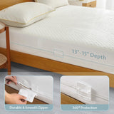 King Size Bamboo Rayon Mattress Protector with Zipper - 100% Waterproof Zippered Mattress Cover - Soft & Cooling Noiseless Bed Mattress Covers - Top Removable Mattress Encasement 13-15" Deep Reaks