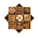 BSIRI 9 Puzzles in a Box - Wooden Brain Teaser Puzzles, 3D Puzzles for Adults, Educational Kids Games, Mind Puzzles for Adults and Brain Games for Kids, Ideal for Birthday Gifts and Patio Decor BSIRI