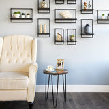 WELLAND Side Table Reclaimed Wood, Round Hairpin Leg End Table, Night Stand, Recycled Boat Wood, 20" Tall WELLAND