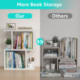 IGERI Small Desktop Bookshelf for Top of Desk Shelf - Mini White Table Bookcase 3-Tier Shelves Storage Book Organizer Hutch for Dorm Office College IGERI