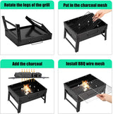 Folding Portable Barbecue Charcoal Grill, Barbecue Desk Tabletop Outdoor Stainless Steel Smoker BBQ for Outdoor Cooking Camping Picnics Beach (M1) AGM