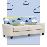 Serta Copenhagen 78" Rolled Arm Sofa, Easy Care Polyester, Soft Pillow Back, Pocket Coil Seat Cushions, Removable Covers, Loveseat or Couch for Small Spaces, Living Rooms or Bedrooms, Cream White Serta