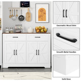 BOTLOG Farmhouse Buffet Cabinet with Storage, 47.2" Storage Cabinet with Drawers, Barn Doors, Sideboard, Bar Cabinet for Kitchen, Dining Room, Hallway, White BOTLOG