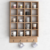 WYJREES Wooden Coffee Mug Display Rack, Wall Mounted Coffee Cup Display Shelf, Hold 24 Mugs, Rustic Shot Glass Display Case, Coffee Mug Holder Organizer for Kitchen, Coffee Station (23.6 * 29.5in) WYJREES