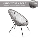 Best Choice Products 3-Piece Outdoor Acapulco All-Weather Patio Conversation Bistro Set w/Plastic Rope, Glass Top Table and 2 Chairs - Gray Best Choice Products