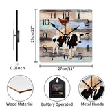 Wooden Wall Clock Farm Animal Cow Pig and Chicken 10 Inch Old Fashioned Square Wooden Wall Clock Digital Accurate Wood Clock for Bedroom Kitchen Wall Decor Home Decor Alioyoit