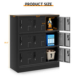 INTERGREAT 9 Door Storage Locker for Employee, Metal Locker for Office, Gym, Shool,Lockable Black Steel Locker with Lock and Card Slot for Home,Garage INTERGREAT