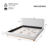 Merax King Size Boucle Bed Frame with Curved Headboard, White Upholstered Cloud Platform Bed, Solid Wood Base, Soft Rounded Corners Design, No Box Spring Needed, Easy Assembly, White Merax