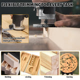 SYWAN Cordless Power Router for DeWalt 20V Battery (Bare Tool), Brushless Trim Router with 15PCS 1/4" Bits, 6 Variable Speeds Router Tool for Woodworking, 800W 10000-30000min/r SYWAN