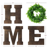 GLIWEN Wooden Home Sign Wall Decor with Artificial Wreath Hanging Wood Home Letters Farmhouse Home Decor for Wall Art Living Room Bedroom Kitchen Doorway,Brown GLIWEN