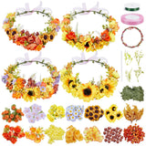 FREEBLOSS 90+ Floral Crown DIY Kit Flower Crowns Making Kit DIY Floral Crown Garland Kit Hair Accessories Handmade Make Your Own Flower Wreath Crown Spring and Autumn Floral Crown FREEBLOSS