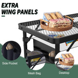 Folding Table, 2x1.3 FT Camping Table with Mesh Desktop,Folding Grill Table with Mesh Bag,Portable Outdoor Table for Picnic,Camping,BBQ,Beach(Black) WildFinder