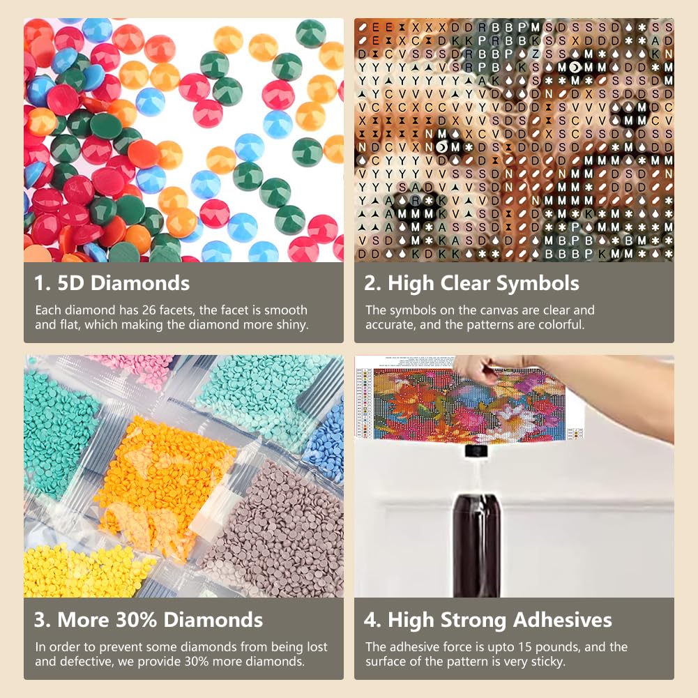 FHBUBPUP Diamond Painting Kits for Adults, Dog Diamond Art Kits for Beginners, 5D DIY Full Drill Round Gem Art, Paint with Diamond Beads Craft Home Wall Decor 12x12 inch FHBUBPUP
