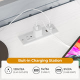 ADORNEVE Loft Bed Full Size with U-Shaped Desk, 6 Storage Drawers, Power Outlet, LED Metal Loft Bed with 2 Storage Shelves, Bed with Safety Guardrail & Ladders,Space-Saving,White ADORNEVE