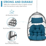 Brafab Egg Swing Chair Without Stand Outdoor Indoor, Foldable Swing Chair Hanging Egg Chairs, Aluminum Frame and UV Resistant Cushion Hammock Chair for Bedroom Patio Porch (Without Stand) Brafab
