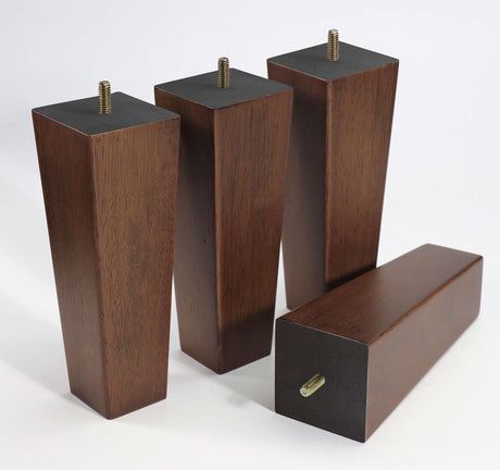 WEKIS Solid Wooden Furniture Legs 10 Inch, Natural Wood Mid Century Brown Square Legs Furniture Replacements Feet for Couch Legs, Sofa Legs, Cabinet Legs, Bench Legs, Bed Legs, Set of 4 WEKIS