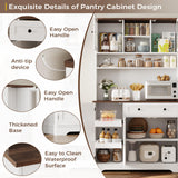 Hasuit 71.6" Tall Kitchen Pantry Storage Cabinet, Modern Kitchen Hutch Cabinet with Doors and Shelves, Freestanding Food Pantry with Large Storage Drawer for Dining Room, Living Room, White Hasuit