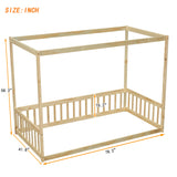 Bellemave Twin Natural Wood Canopy Bed Frame with Safety Guardrails for Kids Bellemave