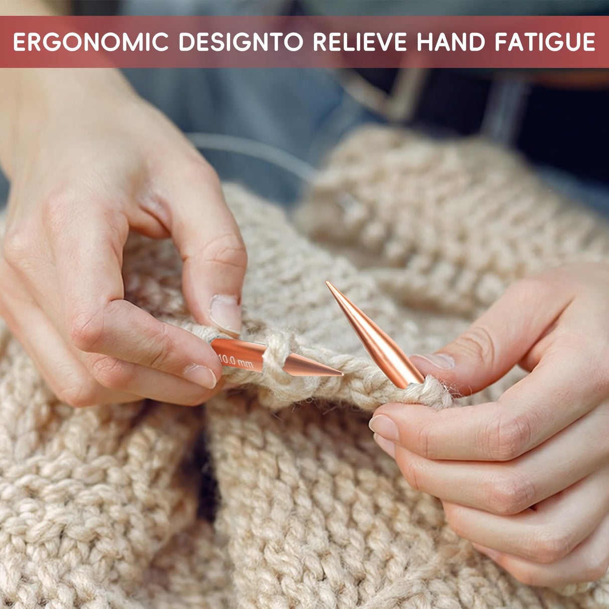 KoovDem Interchangeable Circular Knitting Needles Set - 13 Pairs | Premium Aluminum Needles & Accessories | Rose Gold KoovDem