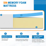 Ruesleag 8 Inch Mattress Gel Memory Foam Hybrid Mattress in a Box Pressure Relieving Cooler Sleep Supportive Bed-in-a-Box Removable Soft Cover,White Twin Size Ruesleag