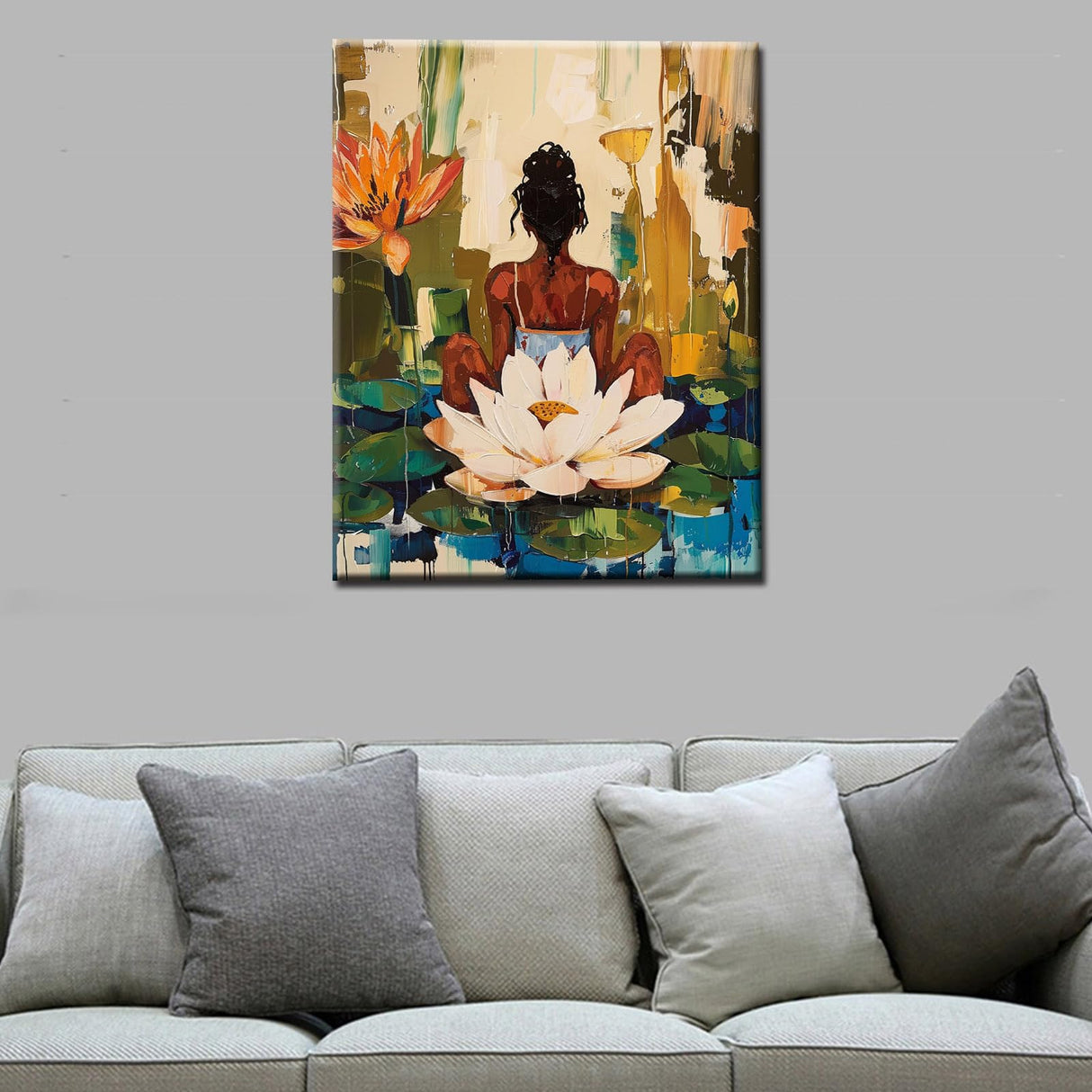 Yoga Women/Lady Paint by Number Kits for Kids and Adults Beginner Africa Black Women in Garden Acrylic Digital Pitures Tropical Lotus Flowers Paintwork Nordics Home Decor Boho Gift(16''W x 20''H) Tucocoo