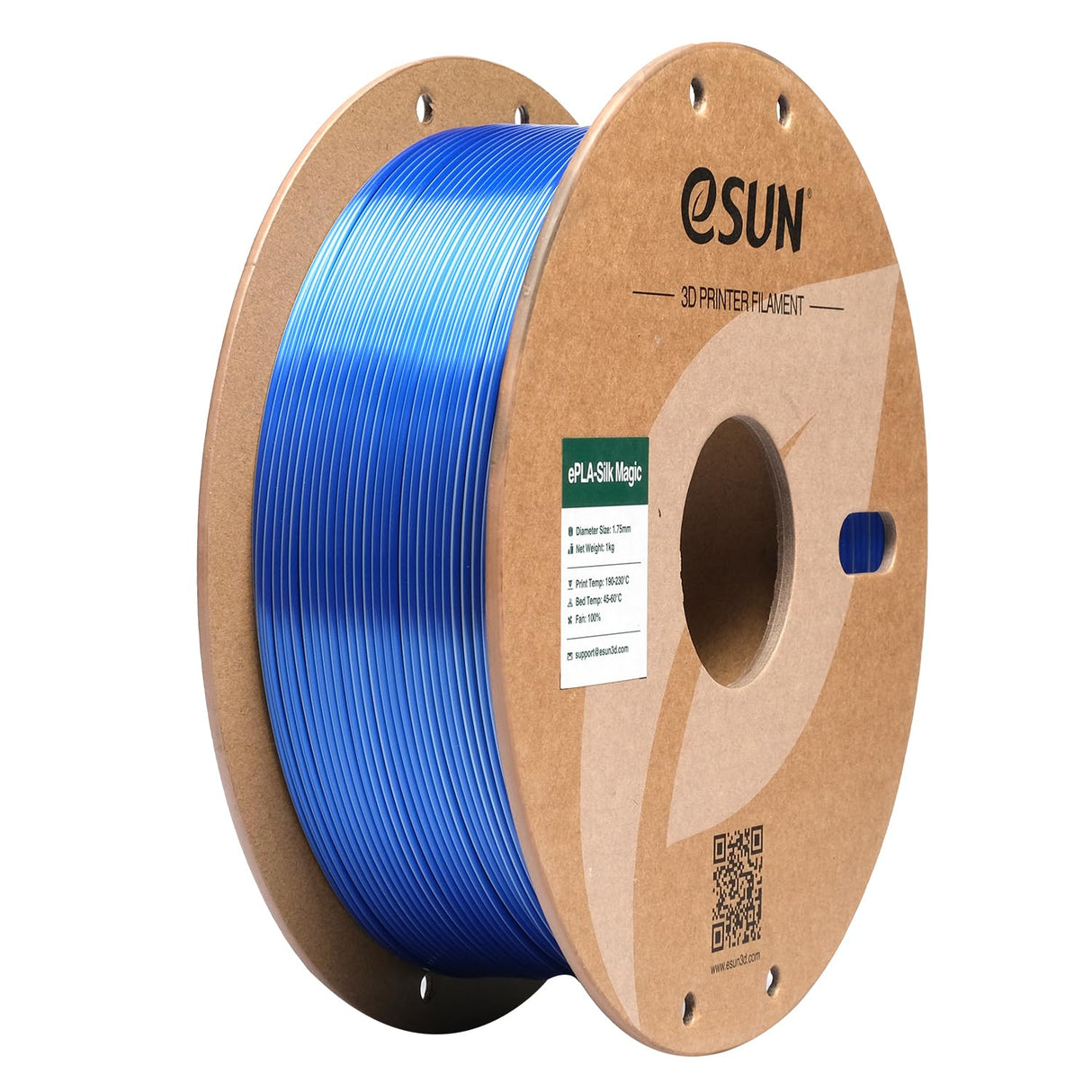 eSUN Silk Magic PLA Filament 1.75mm, Shiny Silk Dual Color Co Extrusion 3D Printer Filament, 1KG (2.2 LBS) Spool 3D Printing Color Change Filament for 3D Printers, Blue Silver eSUN