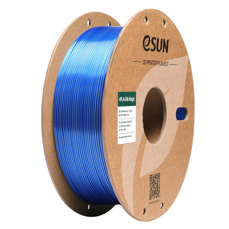 eSUN Silk Magic PLA Filament 1.75mm, Shiny Silk Dual Color Co Extrusion 3D Printer Filament, 1KG (2.2 LBS) Spool 3D Printing Color Change Filament for 3D Printers, Blue Silver eSUN