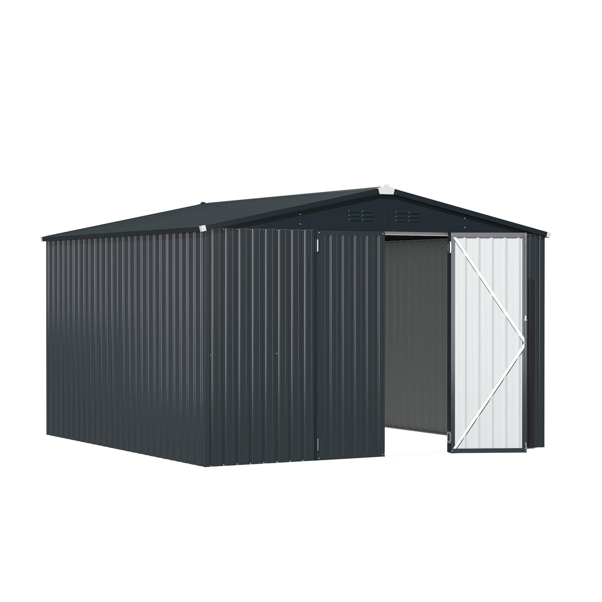 AECOJOY Shed 12' x 12' Storage Shed, Outdoor Storage Sheds & Outdoor Storage 12' x 12' with Lockable Doors, Large Steel Yard Shed, Utility and Tool Storage for Garden, Patio, Outside use in Dark Grey AECOJOY