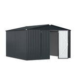 AECOJOY Shed 12' x 12' Storage Shed, Outdoor Storage Sheds & Outdoor Storage 12' x 12' with Lockable Doors, Large Steel Yard Shed, Utility and Tool Storage for Garden, Patio, Outside use in Dark Grey AECOJOY