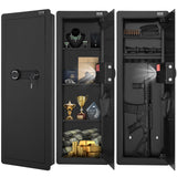 VEVOR 42.91" Tall Wall Gun Safe, 4-Tier Hidden Gun Safe with Keypad & Fingerprint, 3 Removable Shelves & 6 Key Holders, Q235 Cold-Rolled Steel Gun Safe with LED Light, Vibration Alarm, Holster & Stock VEVOR