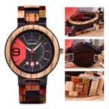 BOBO BIRD Men's Colorful Wooden Watches Analog Quartz Date Display Wood Watch Handmade Luxury Casual Wristwatch with Gifts Box for Men BOBO BIRD
