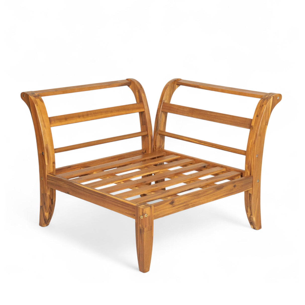 JIVOIT 6 Piece Acacia Wood Patio Sofa Set, Outdoor Modular Sectional Garden Furniture Set with Tea Table, Ottoman, 5 Cushions and Pillows, L-Shaped Conversation Daybed for Patios, Poolsides, Gardens JIVOIT