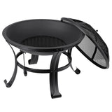 22 Inches Portable Fire Pit Outdoor Wood Burning Steel Lightweight BBQ Grill Firepit Bowl with Log Grate&Poker for Outside Patio Campfire Bonfire Backyard Nouva