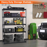 TROPOW 5-Tier Garage Shelving, 2500 Lbs Adjustable Metal Storage Shelves, Capacity Heavy Duty Shelving Unit for Garage, Industrial Utility Shelf Storage Rack, 48x18x72 inch TROPOW