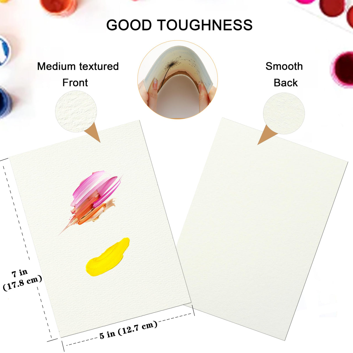 Silunkia 120 Sheets 100% Cotton Watercolor Paper 5 x 7 Inch, 140lb/300gsm Heavyweight Art Paper Cold Pressed Off White Paper for Kids Students Adults Beginner Artists Drawing Valentine Gift Cards Silunkia