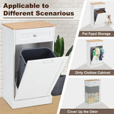 Mdeam Tilt Out Trash Cabinet 10 Gallon Hidden Trash Garbage Can Cabinet for Kitchen,Living Room,White Mdeam