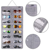 AROUY Sunglasses Organizer Storage, Hanging Dust Proof Wall Pocket Glasses Organizer - 16 Felt Slots Sunglass Organizer Holder with Metal Hook and Sturdy Rope (Gray, Dust Proof) AROUY