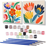 uuxsretaio 2 Pack Framed Paint by Number for Adults, Flower Paint by Numbers Kits on Canvas, Easy Adults Paint by Number Kits for Beginner DIY Acrylic Oil Painting for Home Wall Decor(8x8inch) uuxsretaio
