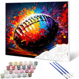 Paint by Numbers Kits 16 x 20 inches Canvas DIY Oil Painting for Boys,Students,Adults Beginner with Brushes & Acrylic Pigment - Rugby Sports Lovers(Without Frame) for Boys Room Wall Decor Aihonmin