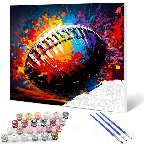 Paint by Numbers Kits 16 x 20 inches Canvas DIY Oil Painting for Boys,Students,Adults Beginner with Brushes & Acrylic Pigment - Rugby Sports Lovers(Without Frame) for Boys Room Wall Decor Aihonmin