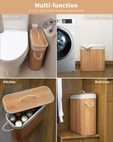 WAOHANAZ Bamboo Toilet Paper Storage with Lid & Handel, 8 Gallons (30L), Sturdy Toilet Paper Basket, Organizer for Bathroom, Kitchen, Holder with Storage, Natural WAOHANAZ