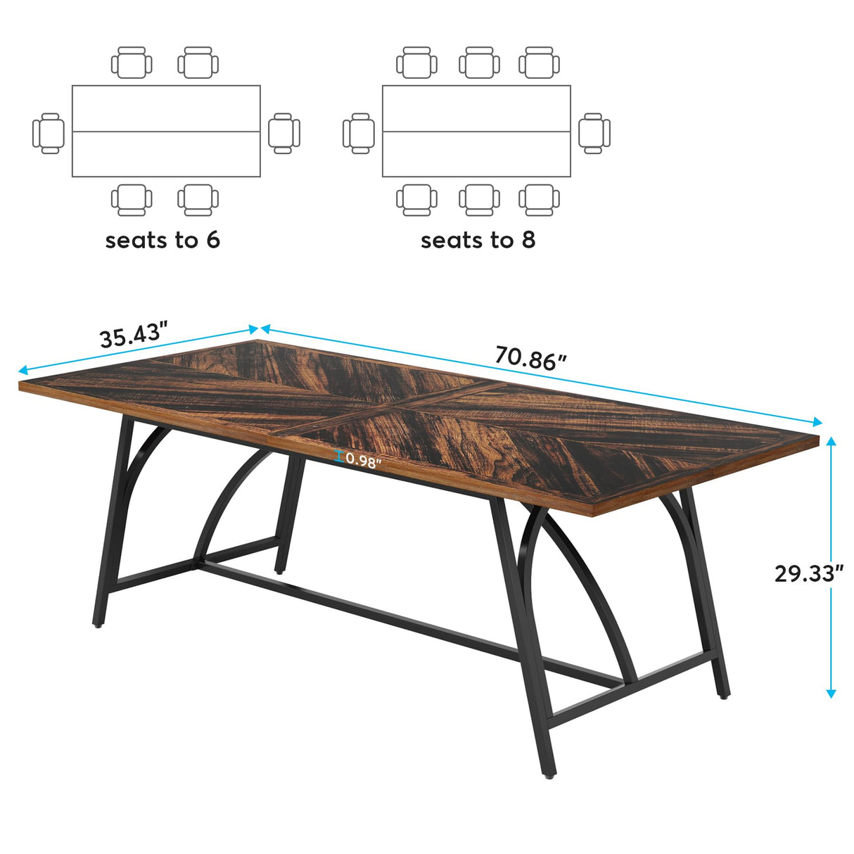 Tribesigns 6FT Conference Room Table, Rectangle Meeting Seminar Table for 6-8 People, 70.86-Inch Conference Tables for Home Office, Business Boardroom Desk with Stylish Metal Legs Tribesigns
