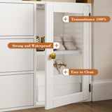 BOTLOG Closet System Organizer, 81.3” H Wardrobe Closet with 3 Wooden Drawers, Clothes Rack with Hanging Rods, 4 Tiers Shelves, Metal Frame, White and Gold BOTLOG