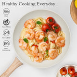 Pots and Pans Set Non Stick,12 Pcs Kitchen Cookware Sets Nonstick Induction Cookware White Granite Cooking Set with Frying Pans, Saucepans, Steamer Silicone Shovel Spoon & Tongs (NO PFOS, PFOA) SODAY