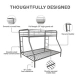 DHP Dusty Metal Bunk Bed with Secured Ladders, Twin/Full, Silver DHP