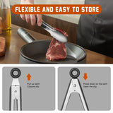 TACGEA Stainless Steel Kitchen Tongs, Silicone Non-slip Grip, Locking Grilling Food Tongs Set of 2, 9-inch & 12-inch TACGEA