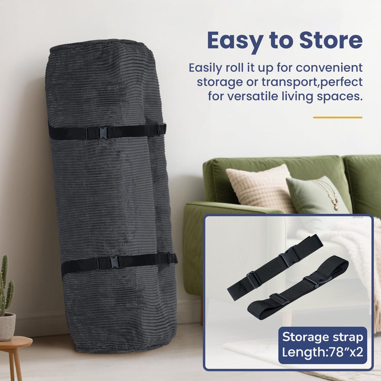 JUIKURY 8" Futon Mattress Full Size, Thick Futons Sofa Couch Bed Sleeper Sofa Bed, Floor Mattress for Adults, Roll Up Folding Mattres Shredded Foam Filling, Medium Firm(Frame Not Included) JUIKURY