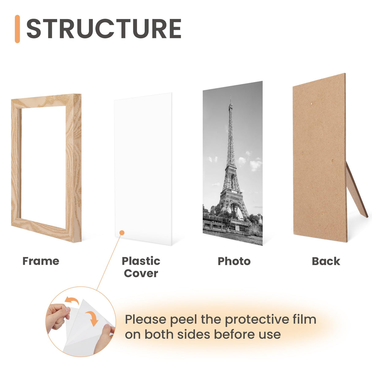 upsimples 10 Pack Picture Frames Collage Wall Decor for Mounting or Tabletop Display, Photo Gallery Frame Set for Family, Multi Sizes Including 8x10, 5x7, 4x6, Natural upsimples